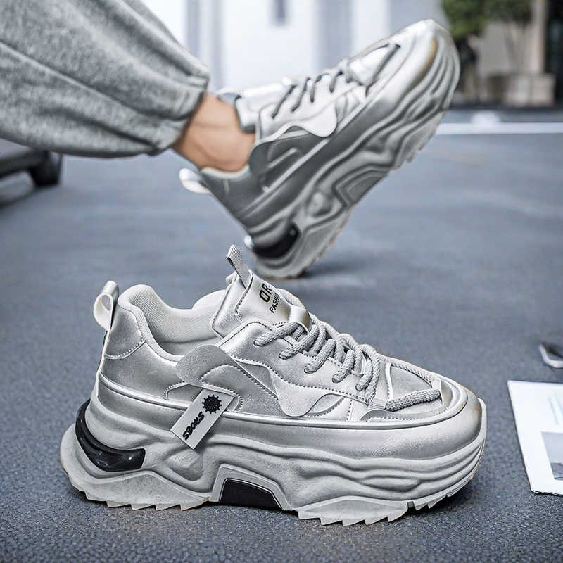 Men Shoes Runners - Siyah Platforme Tennis Man Sport Woven