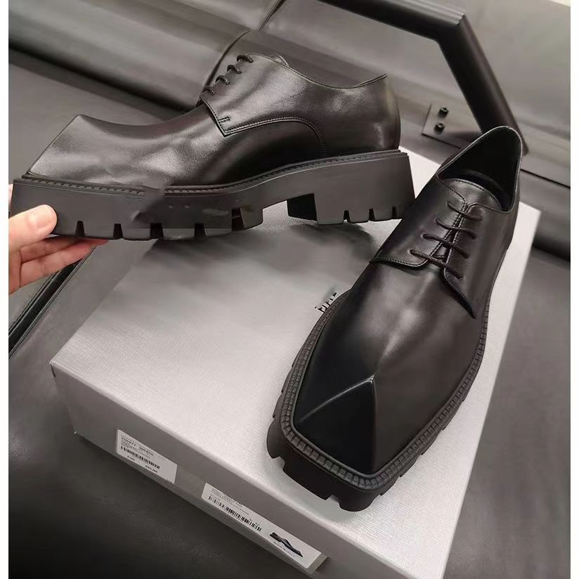 Men Shoes Prada - 2025 erkek Büyük Kafa Deri Niş