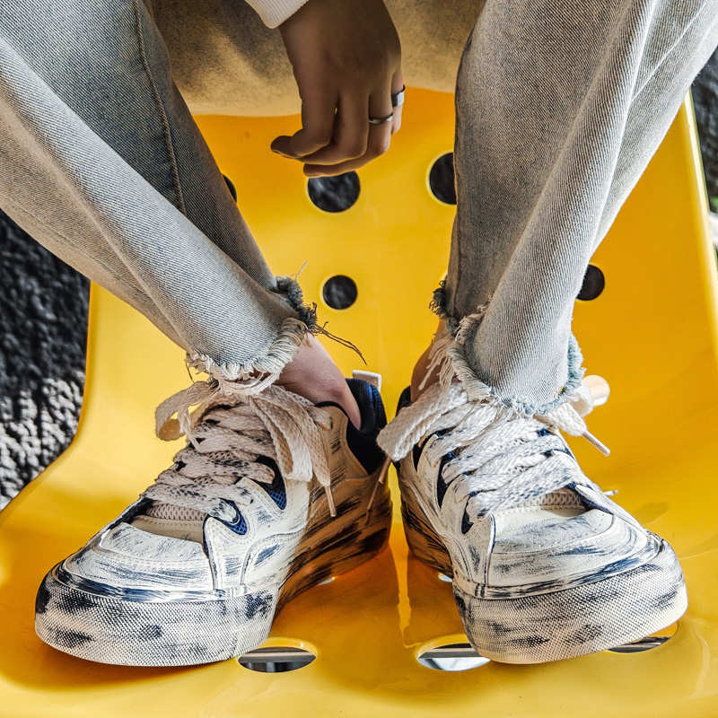 Men Shoes Runners - Key Height PU Deri Beyaz Erkek