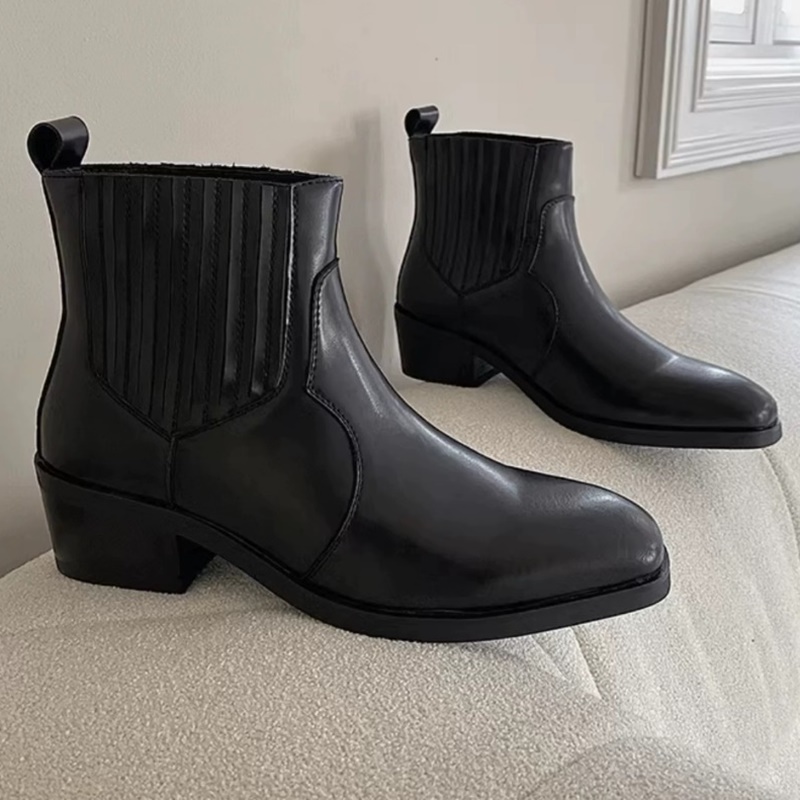 Men'S Shoes Increase Height - Sonbahar Kış Siyah Deri Ayakkabı Erkek