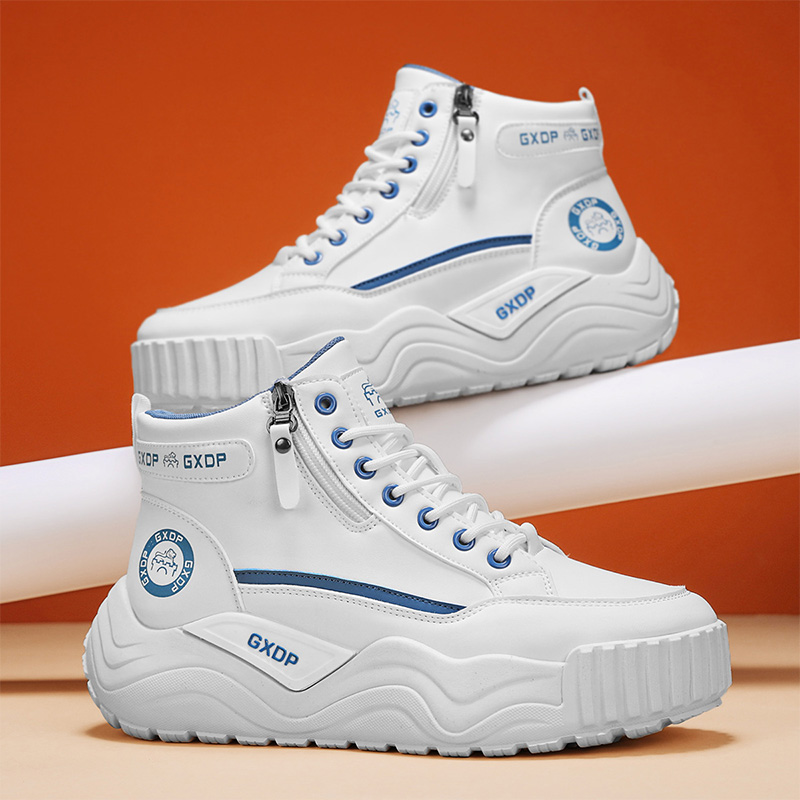 Men'S Shoes Increase Height - Yüksek Tabanlı Kaymaz Erkek Ayakkabıları Beyaz