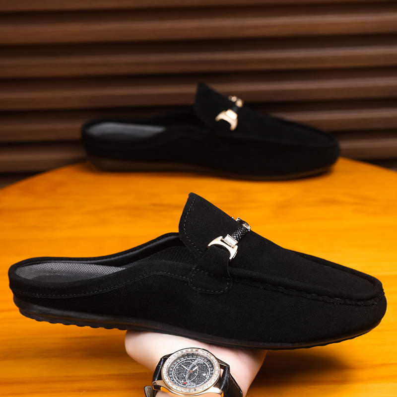 Men Shoes Prada - Yazlık Erkek Deri Yarım Terlik Rahat