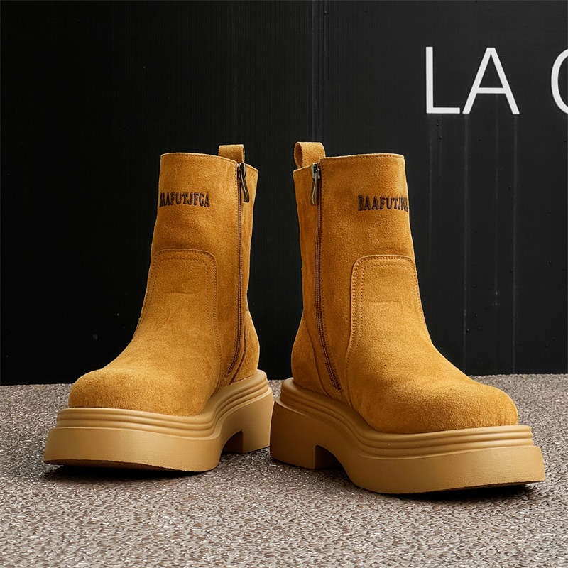 Men'S Shoes Increase Height - Kışlık Avrupa Amerika Retro Kalın Taban